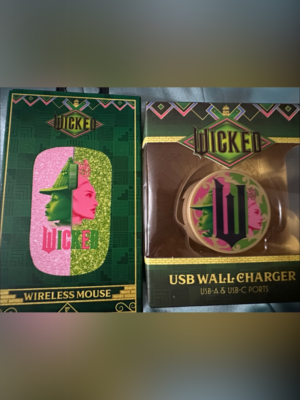 Wicked Branded Technology Wireless Mouse & USB Wall Charger Set - Pink & Green